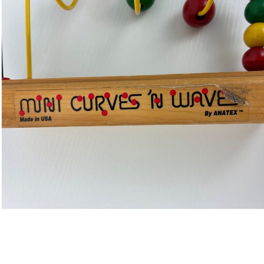 Vintage Anatex Mini Curves 'N Waves Wooden Bead Maze Activity Toy Made in USA - Picture 5 of 5
